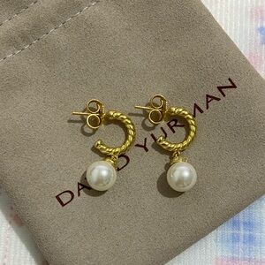 Petite Solari 18K Yellow Gold Pearl and Pave Diamond Hoop Earrings